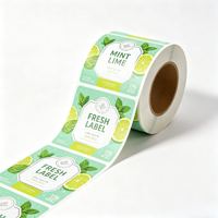 Étiquettes personnalisées imperméables résistantes aux UV, autocollantes en feuille d'argent, pour bouteilles de boissons faiblement sucrées à la menthe citronnelle