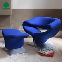 Moontree Mobilier design italien Chaise de loisirs Maison moderne Hôtel Pieds en métal Fauteuil en tissu velours avec pouf