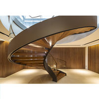 DAIYA foshan incurvé d'intérieur escaliers en bois rond en bois d'escalier moderne grand escalier incurvé en bois massif
