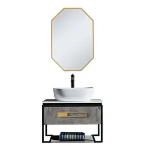 Fashion Bathroom Vanity Mirrored Cabinet Solid Wood Wall Hanging Bathroom Cabinet With Wash Basin