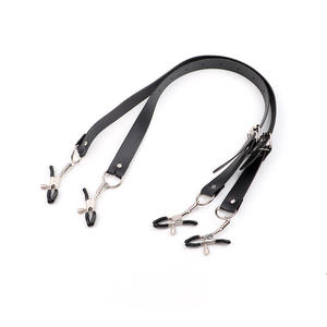 Metal meme Labia ve meme kelepçe açık bacak deri kemer açık uyluk Labia klitoris klip BDSM seks oyuncakları kadınlar için - Product Image 4