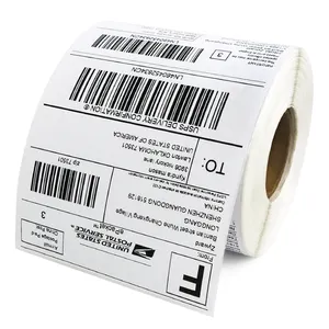 Groothandel Blanco Wit 4*6 Directe Thermische Barcode Papieren Etiketten Stickerrollen