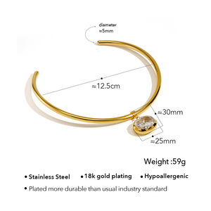 Collar <span class=keywords><strong>Gargantilla</strong></span> de Acero Inoxidable, Collar con Colgante Ovalado Chapado <span class=keywords><strong>en</strong></span> <span class=keywords><strong>Oro</strong></span> de Lujo, <span class=keywords><strong>Gargantilla</strong></span> con Circonitas Brillantes para Mujer - Product Image 4