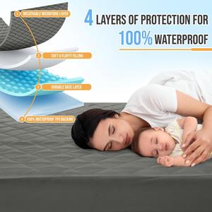 Pelindung Kasur Anti Air Berlapis Quilted dengan Penutup Elastis, Cocok untuk Kasur dengan Kedalaman hingga 16 inci, Pelindung Kasur Tanpa Suara, Dapat Digunakan Sepanjang Musim - Product Image 3