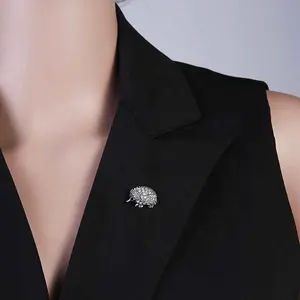 Moda Cristal Animal Hedgehog Strass Broches Antigo Broche Pinos Para As Mulheres Noiva De Casamento Jóias