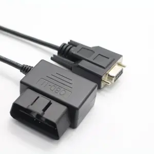 Tùy Chỉnh Db9 Nữ Để Db25 Nam OBD Xe Cáp Chẩn Đoán 6.5M Màu Đen Phải Uốn Cong Cắm OBD Cáp