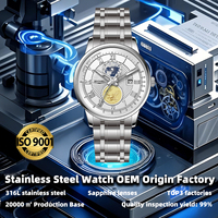 Reloj de Lujo para Hombre, Diseño Simple y Antiguo, Movimiento de Cuarzo CITIZEN, Acero Inoxidable 304/316, Cristal de Zafiro, Resistente al Agua