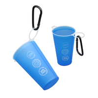 Gobelet pliable en TPU souple, gobelet à eau ultraléger de 200 ml (6,8 oz) pour les voyages, la randonnée, la course à pied, le marathon, avec crochet