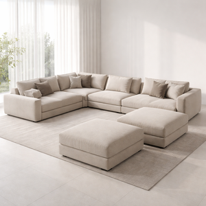 Sofá seccional modular extragrande de primera calidad en un color blanco impecable, un elemento central de lujo para el espacio de vida moderno, maestrosamente elaborado en Vietnam. - Product Image 3