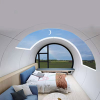 Extérieur camping espace préfabriqué maison capsule avec salle de bain forme ronde mini hôtel mobile intérieur de luxe
