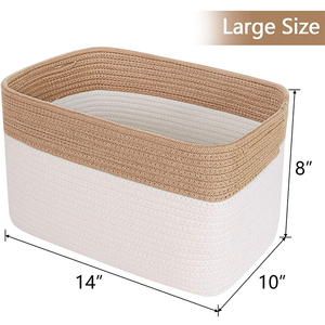 Hot Bán Bông Rope Organizer Lưu Trữ Giỏ Thùng Trang Trí Dệt Giỏ Với Xử Lý - Product Image 4