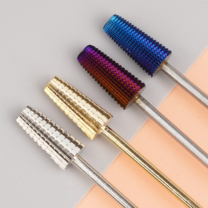 Kit de 5 embouts de ponceuse à ongles en carbure de tungstène, forme cylindrique conique large, avec base de sécurité, pour le retrait de vernis gel, outil de manucure - Product Image 4