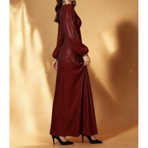 فستان سهرة طويل أنيق بياقة على شكل V مزين بالترتر للحفلات الكبرى بالجملة - Product Image 4