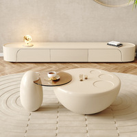 Ensemble meuble TV et table basse en bois pour salon, design européen moderne, bois massif, couleur personnalisable, rangement, utilisation chambre à coucher