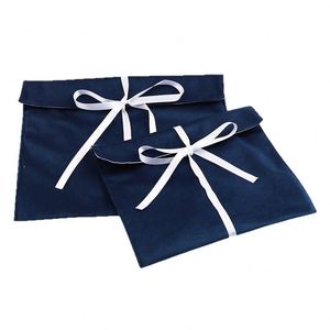 Fashion Velvet Envelope <b>Bag</b> Portable Ribbon Luxury Custom Logo Reusable Luxury Soft Velvet Wedding Gift <b>Packaging</b> <b>Bag</b> - Product Image 6