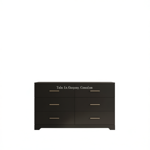 Commode noire FCH à 6 tiroirs, meuble de rangement moderne en bois, design autoportant pour chambre à coucher - Product Image 1