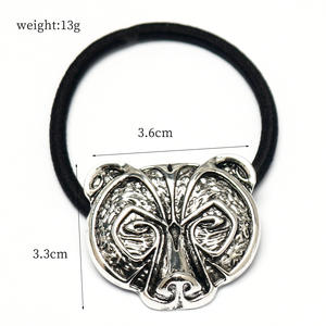 Élastique à cheveux rétro avec tête de loup et d'ours, bandeau réglable à motif animal pour femmes - Product Image 5