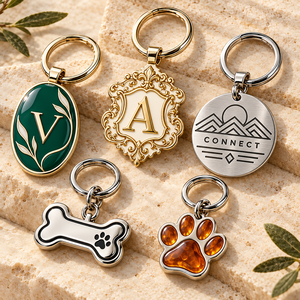 Llaveros de Metal Personalizados OEM ODM, Llavero con Logotipo de Letra Esmaltada, Etiqueta Redonda con Forma de Hueso de Mascota, Regalo Promocional - Product Image 1