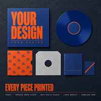 Emballage personnalisé en papier recyclable pour disques vinyles carrés avec pochette intérieure antistatique, design estampé/debossé à chaud