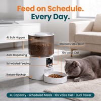 Distributeur automatique de nourriture pour animaux de compagnie intelligent 4L, alimentation programmée, enregistrement vocal 10s, double alimentation, ABS pour chats et chiens