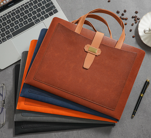 PU <b>Leather</b> Document Bag A4 Business Portfolio Case File Organizer With Handle Custom Size for Office Meeting - Product Image 2