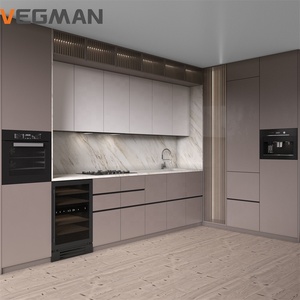 Modern Luxury Modular Kitchen Cabinet <strong>Marble</strong>/Laminate French Lacquer Doors MDF Construction Smart Kitchen <strong>Cupboard</strong> Set - Product Image 1