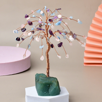 Arbre de la Fortune en Cristal Fait Main Feng Shui, Décoration de Richesse en Pierre Naturelle, Ornement de Table pour la Maison, le Bureau ou comme Cadeau