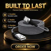 Kabel Data pengisi daya Cepat USB mikro 3A kualitas tinggi 3m 5m 10/16.5 kaki tali sinkronisasi kepang kuat untuk penggunaan proyektor mobil perangkat Android