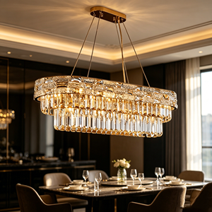 Lampadario <span class=keywords><strong>a</strong></span> <span class=keywords><strong>Sospensione</strong></span> <span class=keywords><strong>LED</strong></span> Dimmerabile Moderno in Cristallo <span class=keywords><strong>per</strong></span> Sala da Pranzo, Soggiorno, <span class=keywords><strong>Cucina</strong></span>, Isola, Forma Ovale - Product Image 4