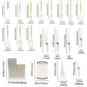 Kitchen Set With Wooden Handle <b>Silicone</b> Kitchenware Set 19 Piece <b>Silicone</b> Kitchenware Set Cooking Knife - Product Image 5