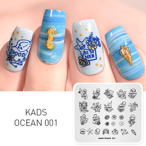 Plaque de tamponnage pour ongles Marine Ocean Rectangle, 10 motifs, en acier inoxydable, avec image douce, logo personnalisé pour salon de manucure - Product Image 2