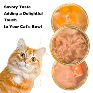 Factory One-stop Service Multiple Flavors Real Meat Pet Wet Cat Food Tuna Cat Wet Tuna And Salmon For Pet