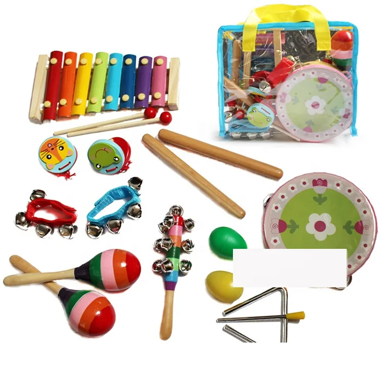Amazon горячая Распродажа EN71-1-2-3 КПК 14 шт. деревянный музыкальный инструмент комплект