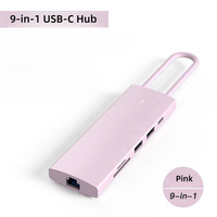 Hub USB-C 9 en 1 en alliage de zinc vers USB2.0*4+2 type C Transfert de données +HDTV 4K60 HZ+PD 100W +audio+SD+TF Station d'accueil USB-C