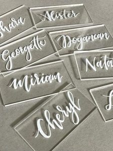 20 PIÈCES En Acrylique Haut de gamme des Cartes de Place pour le Mariage, Clair <span class=keywords><strong>Plexi</strong></span> Plaques Nom Cartes Sièges Cartes Nom D'invité Cartes pour Noël Naissance - Product Image 2