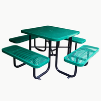 Table de pique-nique commerciale de luxe en métal ensemble de meubles de jardin table à manger d'hôtel en acier table de café extérieure pour aire de jeux patio