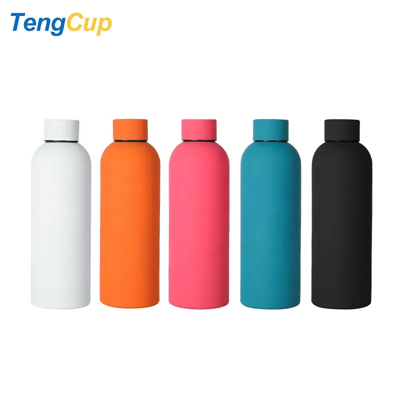 500ml Gummi farbe Doppelwandige isolierte Wasser flasche aus Edelstahl Vakuum flasche Thermos flasche Sport flasche