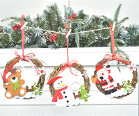 Nouvelle couronne de Noël en rotin à suspendre, guirlande pour porte et fenêtre, ornement de placard, cadeau de Noël