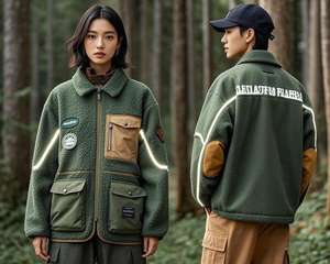 Veste en laine à col montant pour homme, service OEM, broderie de logo personnalisée, coupe-vent, écologique, à capuche, épaisse, décontractée, 380 g/m² - Product Image 4