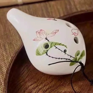 Ocarina de cerámica artesanal de 6 orificios con diseño de pintura china a la tiza, instrumento de viento para aprendizaje musical y regalo. - Product Image 2