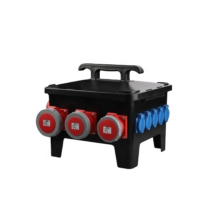 CEE Electrical Distribution Outdoorel Box Black with Panel Sockets with Plug