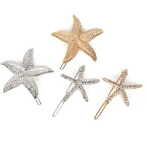 Summer Bling Starfish Crystal Hairpin Ladies Trendy Hair Accessories As Bangs Side Clip