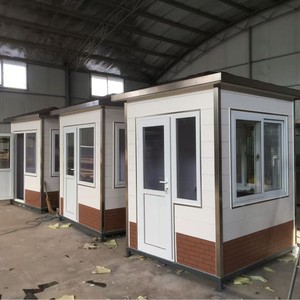 Modern Rectangular Guard House Sentry <b>Box</b> Container House with Glass Doors and Wooden Panels Outdoor Use - Product Image 2