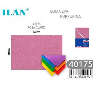 Foglio di Schiuma EVA Ilan 40x60cm Rosa Chiaro Glitterato, Materiale per Artigianato - Product Image 1
