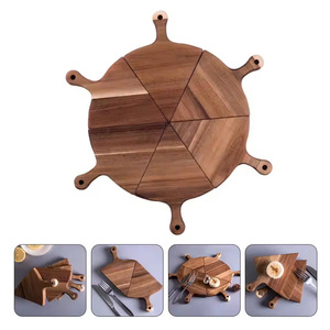 Planche à pizza en bois d'acacia, plateau de service rond de 9 pouces avec poignées pour usage domestique - Product Image 3