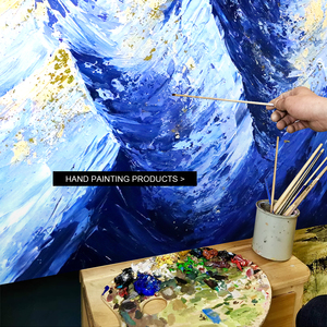 Le <span class=keywords><strong>Pareti</strong></span> del Soggiorno Sono Decorate <span class=keywords><strong>con</strong></span> Grandi Opere d'Arte Dipinte a Mano, Arte Murale 3D Originale in Foglia d'Oro Realizzata a Mano, Dipinti a Olio - Product Image 4
