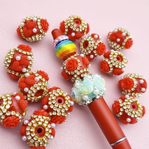 Cuentas Sueltas de Perlas de Imitación de Diamante con Forma de Corazón de Rosa Roja para el Día de San Valentín, para Manualidades, Collares y Joyería - Product Image 2