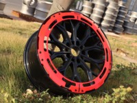 Rines de Aleación de 18/20 Pulgadas, 5 Birlos, Acabado Negro Brillante con Borde Rojo, Diseño de Rayos Divididos, para SUV y Sedán
