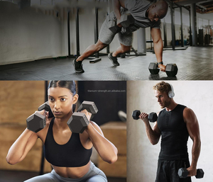 Nhà máy bán buôn bán phòng tập thể dục tùy chỉnh quả tạ cao su Hex dumbell đặt trọng lượng miễn phí HEX quả tạ cho sử dụng thương mại - Product Image 4