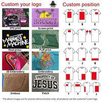Kaus kebesaran 100% katun 275g, cetak Digital Embossing Logo kustom ukuran US tekanan panas kosong rajutan